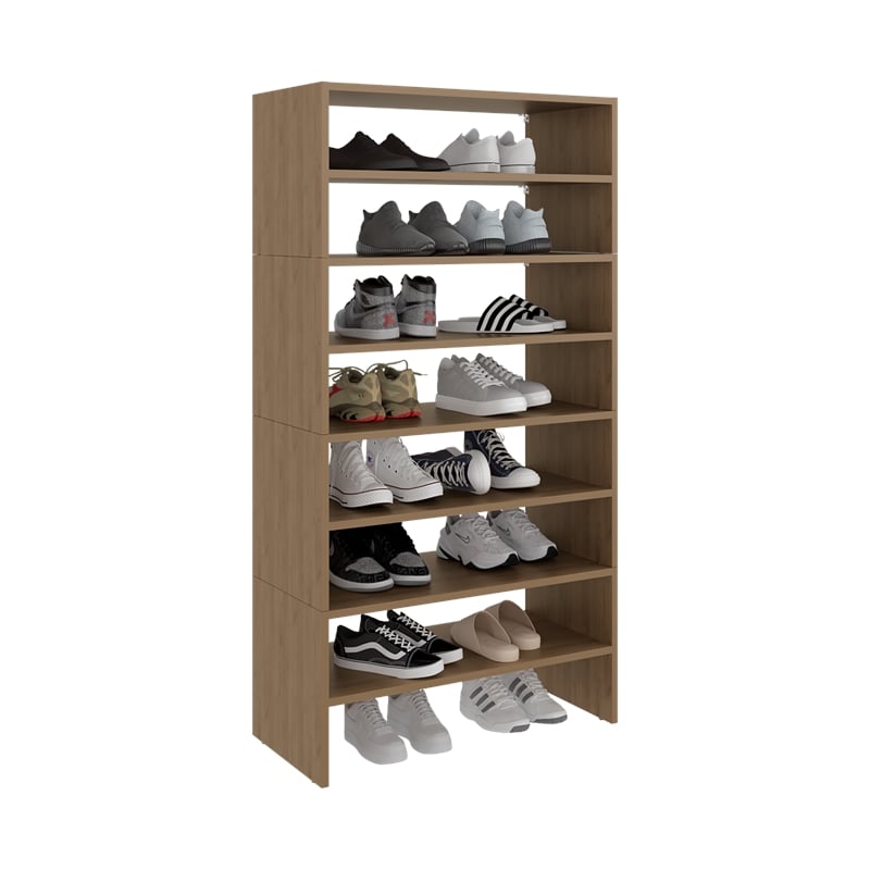 Pemberly Row 54.3 Inch Multi-Tier Bedroom Shoe Rack in Engineered Wood