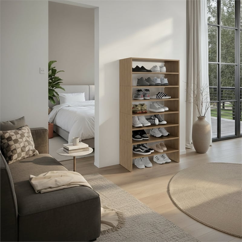 Pemberly Row 54.3 Inch Multi-Tier Bedroom Shoe Rack in Engineered Wood