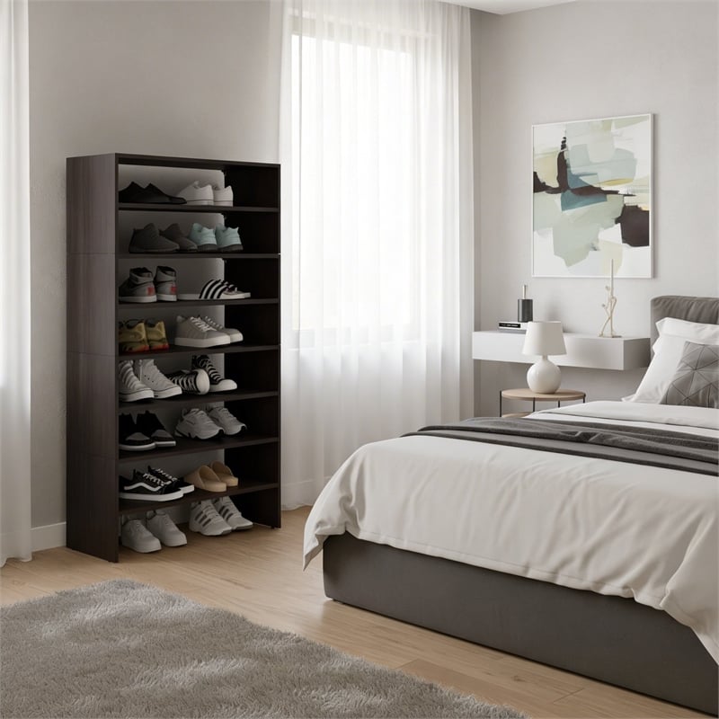 Pemberly Row 54.3 Inch Modern Multi-Tier Shoe Rack in Engineered Wood
