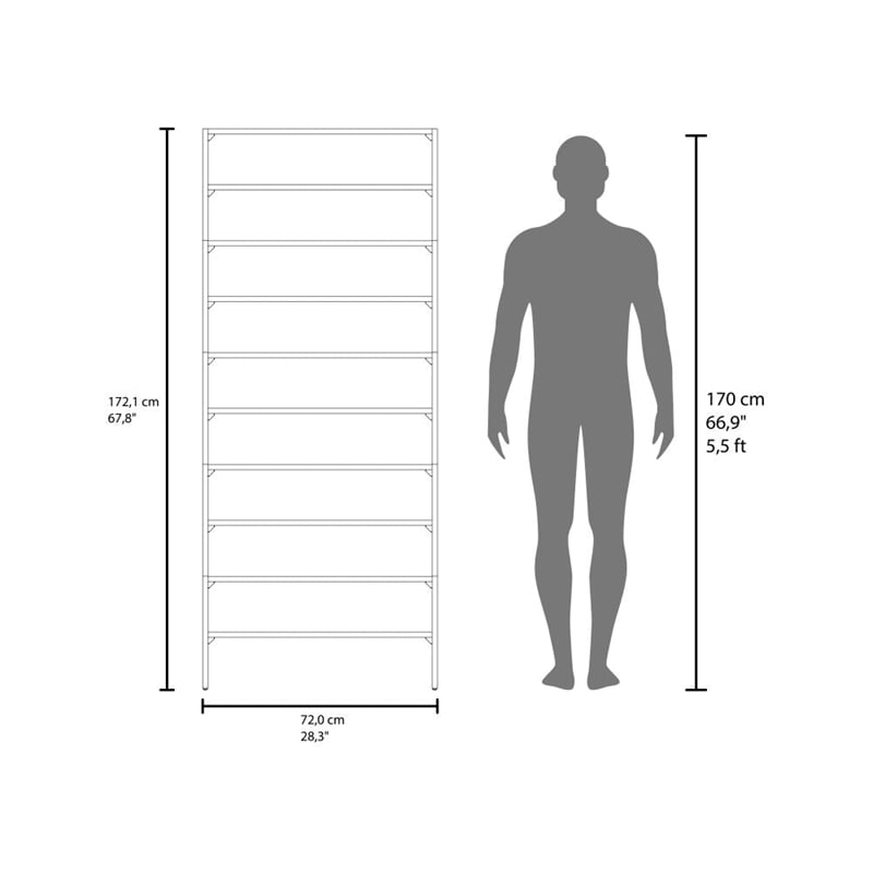 Pemberly Row 67.8 Inch Multi-Tier Shoe Rack in Engineered Wood