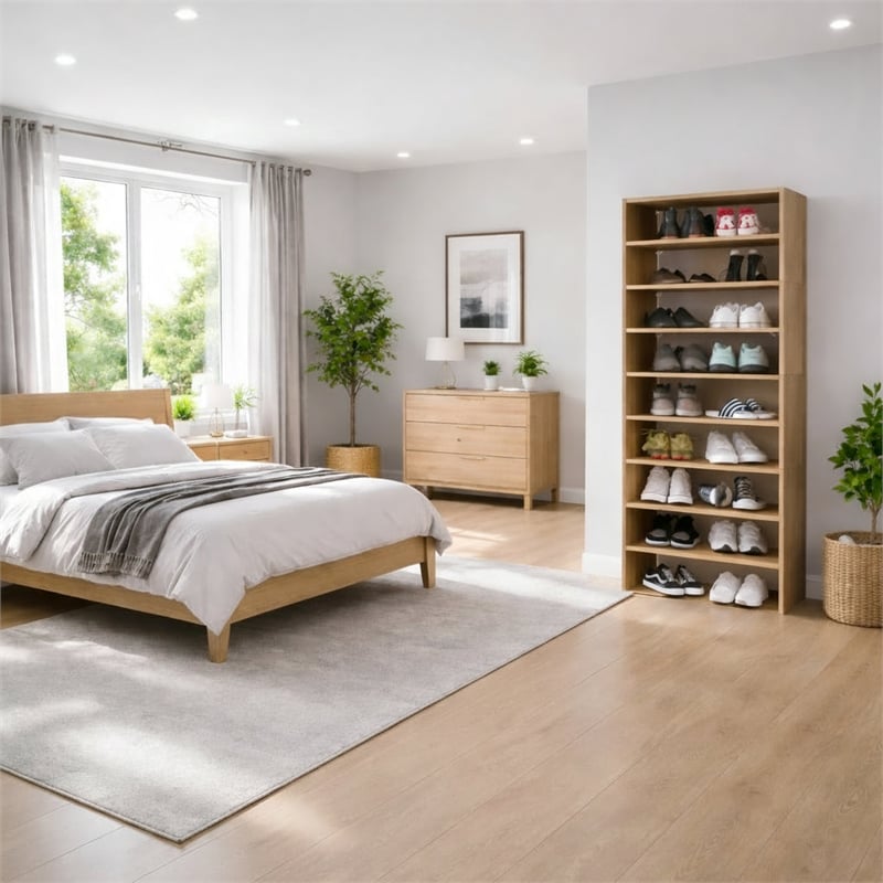 Pemberly Row 67.8 Inch Multi-Tier Shoe Rack in Engineered Wood