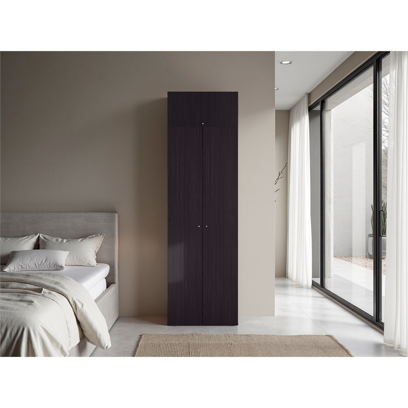 Pemberly Row Contemporary Minimalist Wardrobe for Bedrooms in Wenge
