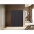 Pemberly Row Minimalist Wardrobe with Asymmetrical Doors in Dark Brown