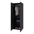 Pemberly Row Minimalist Wardrobe with Asymmetrical Doors in Dark Brown