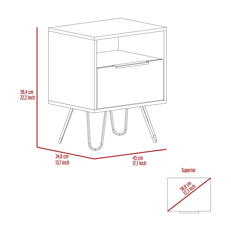 Pemberly Row Set of 2 Nightstands with Storage Engineered Wood in Beige