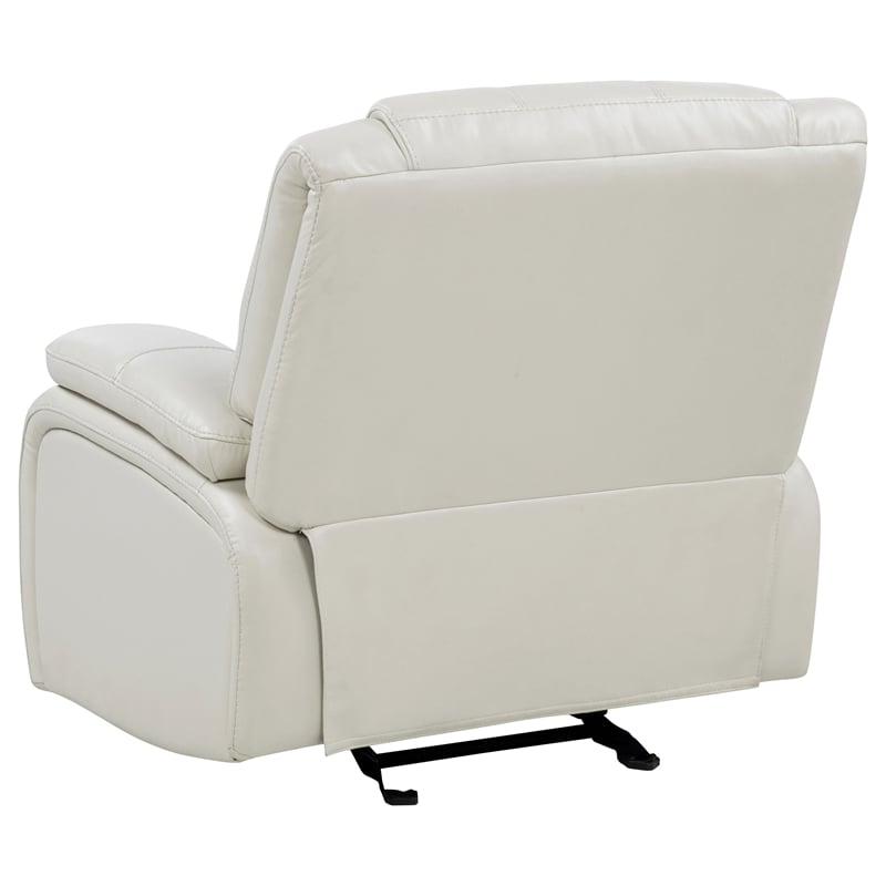Pemberly Row 3-Piece Reclining Sofa Set with Glider in White Faux Leather