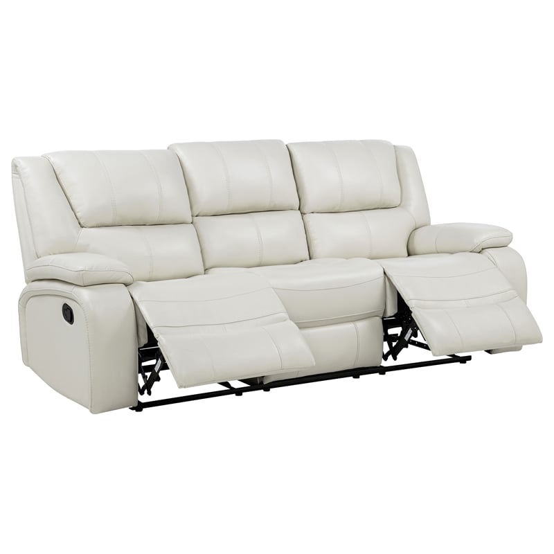 Pemberly Row 2-Piece Reclining Sofa Set in Faux Leather White