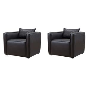 Pemberly Row Set of 2 Modern Dark Gray Vinyl Accent Chairs