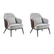 Pemberly Row Mid-Century Accent Chairs - Set of 2 in Gray Faux Leather