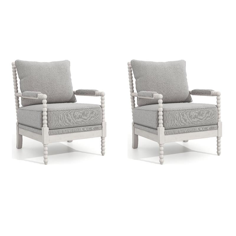Pemberly Row Elm Accent Chairs - Set of 2 in Gray Fabric & Antique White