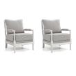 Pemberly Row Elm Accent Chairs - Set of 2 in Gray Fabric & Antique White