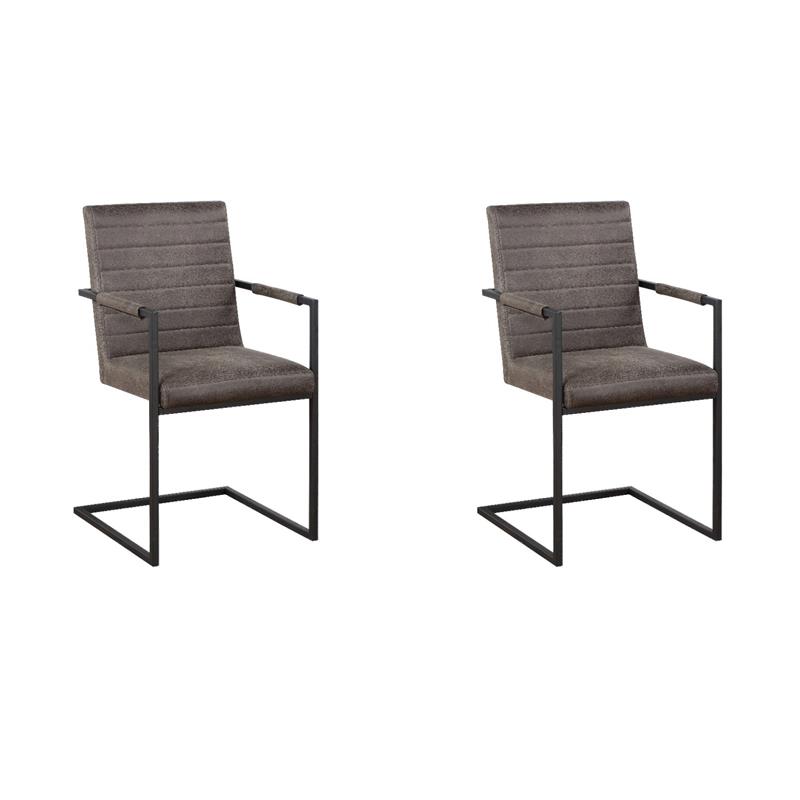 Pemberly Row Set of 2 Upholstered Armchairs in Dark Brown