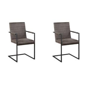 Pemberly Row Set of 2 Upholstered Armchairs in Dark Brown
