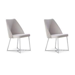 Pemberly Row Modern Accent Chairs - Set of 2 in White Fabric