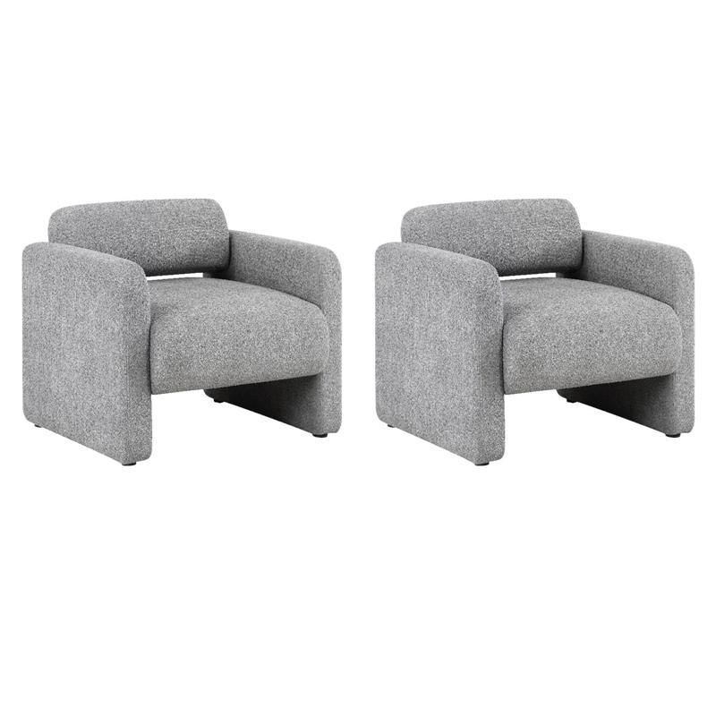 Pemberly Row Accent Chairs - Set of 2 in Gray Boucle Fabric