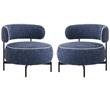 Pemberly Row Set of 2 Swivel Accent Chairs in Blue Fabric