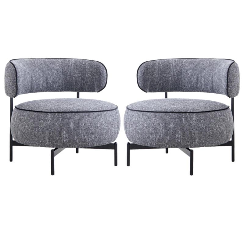 Pemberly Row Set of 2 Swivel Accent Chairs in Dark Gray Fabric