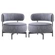 Pemberly Row Set of 2 Swivel Accent Chairs in Dark Gray Fabric
