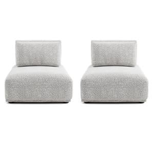 Pemberly Row Modern Armless Chairs - Set of 2 in Light Gray Boucle Fabric
