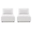 Pemberly Row Modern White Chenille Armless Chairs - Set of 2