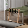 Pemberly Row Scarlett Luggage Rack with Natural Wood Finish and Foldable Design