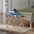 Pemberly Row Scarlett Luggage Rack with Natural Wood Finish and Foldable Design