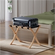 Pemberly Row Scarlett Luggage Rack with Natural Wood Finish and Foldable Design