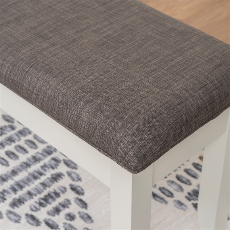 Pemberly Row Storage Bench with Vanilla White Wood and Taupe Cushioned Seat