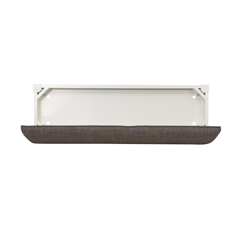 Pemberly Row Storage Bench with Vanilla White Wood and Taupe Cushioned Seat