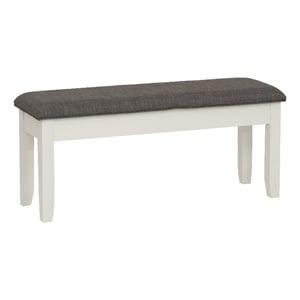 Pemberly Row Storage Bench with Vanilla White Wood and Taupe Cushioned Seat