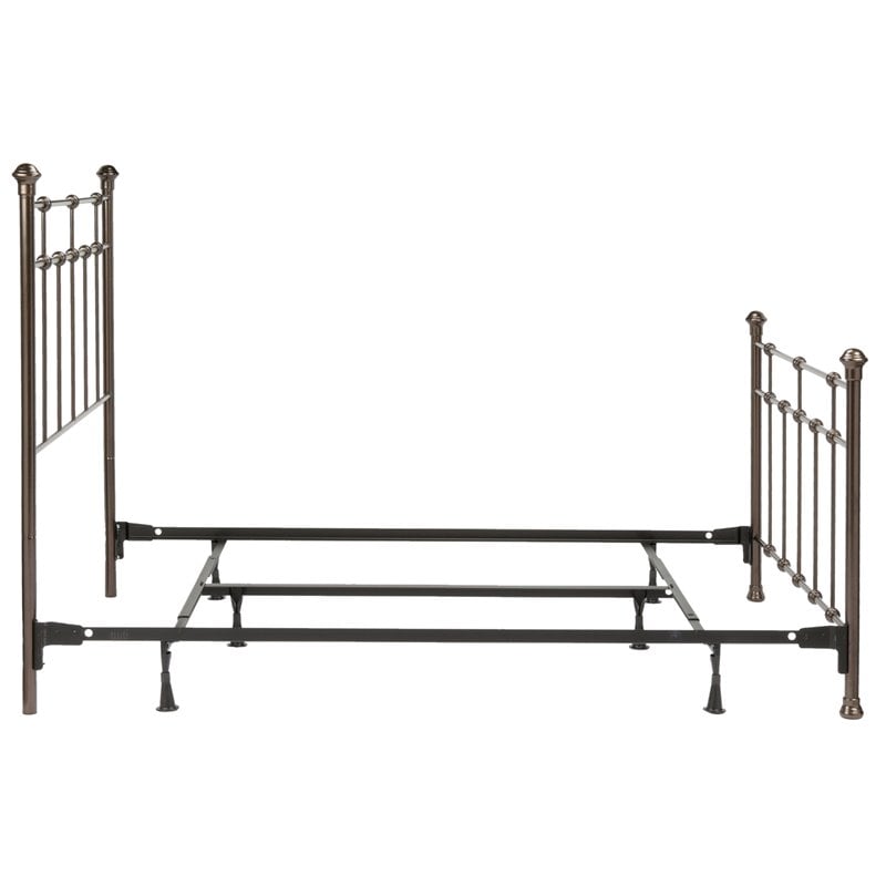 Pemberly Row King-Size Decorative Metal Bed in Dark Hammered Bronze