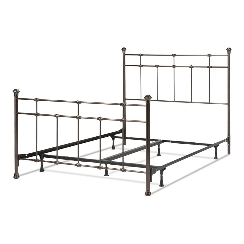 Pemberly Row King-Size Decorative Metal Bed in Dark Hammered Bronze