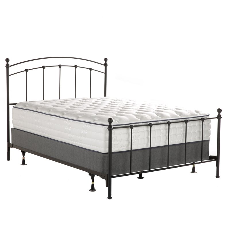 Pemberly Row King Sized Decorative Metal Bed in Matte Black Powder Coat