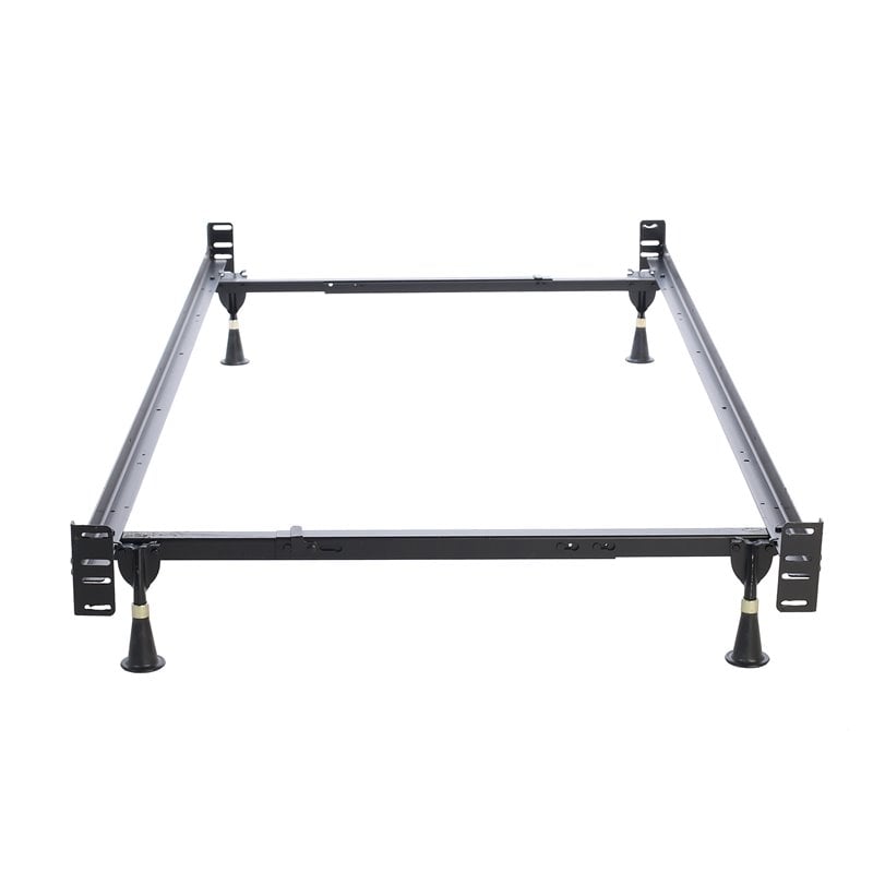 Pemberly Row Twin/Full-Size Metal Headboard & Footboard Bed Frame in Black