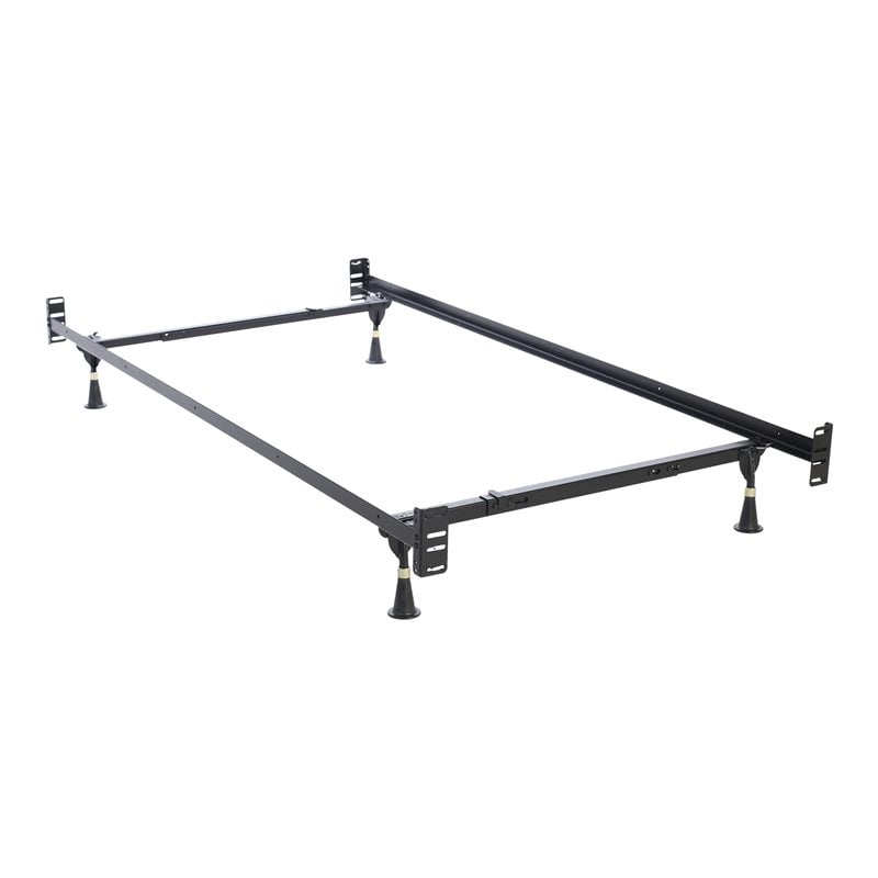 Pemberly Row Twin/Full-Size Metal Headboard & Footboard Bed Frame in Black