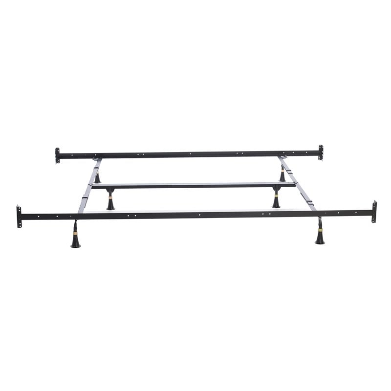 Pemberly Row Queen/King-Size Metal Headboard & Footboard Bed Frame in Black