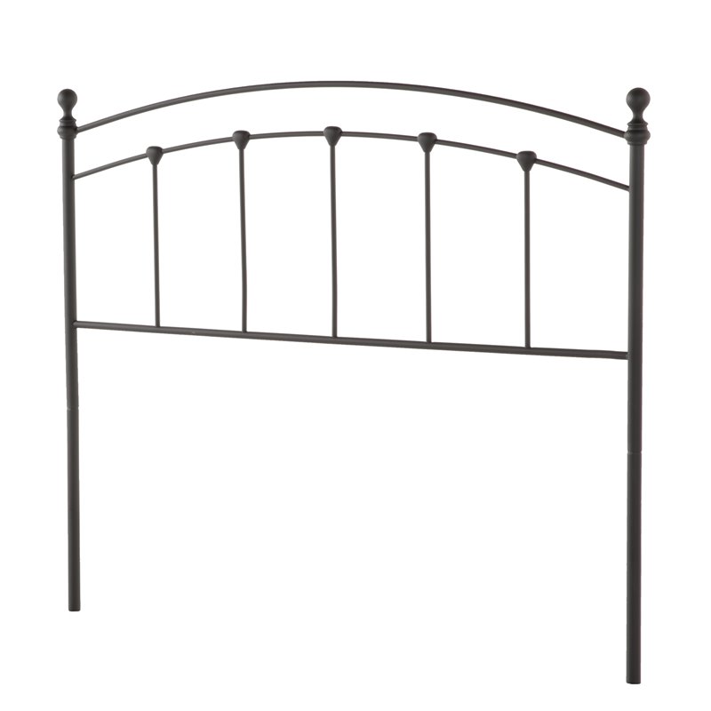 Pemberly Row Full Sized Decorative Metal Headboard in Matte Black
