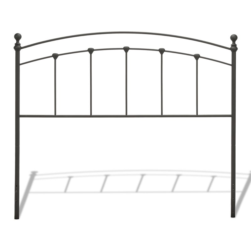 Pemberly Row Full Sized Decorative Metal Headboard in Matte Black