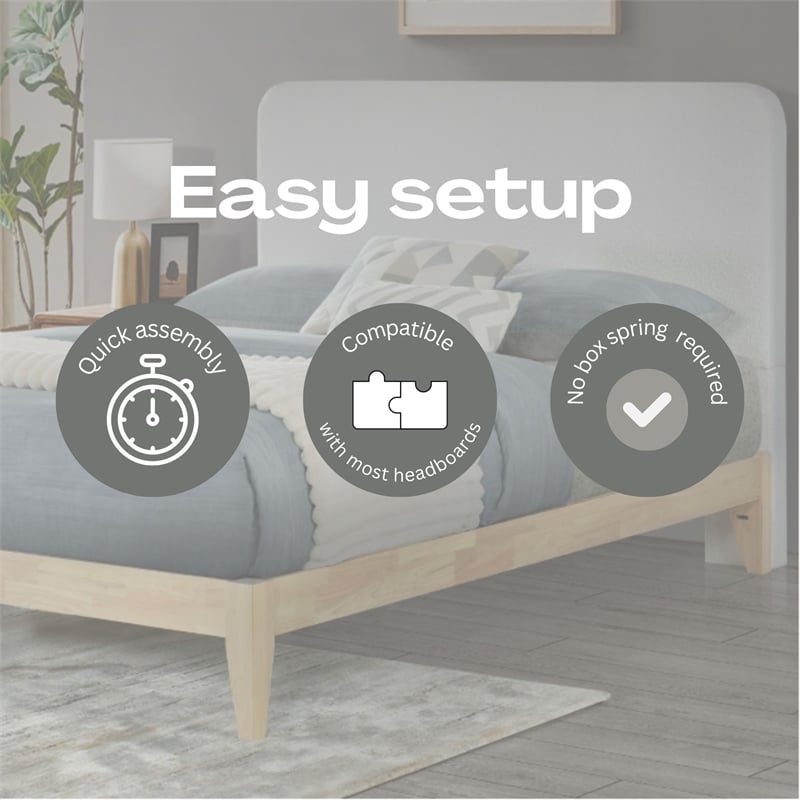 Pemberly Row King Wood Platform Bed with Slatted Support in Natural Finish