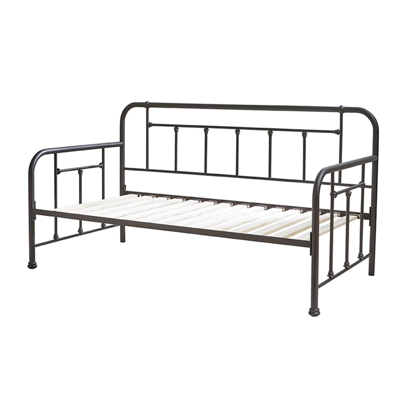 Pemberly Row Twin Size Daybed with Mattress Ready Slats in Black