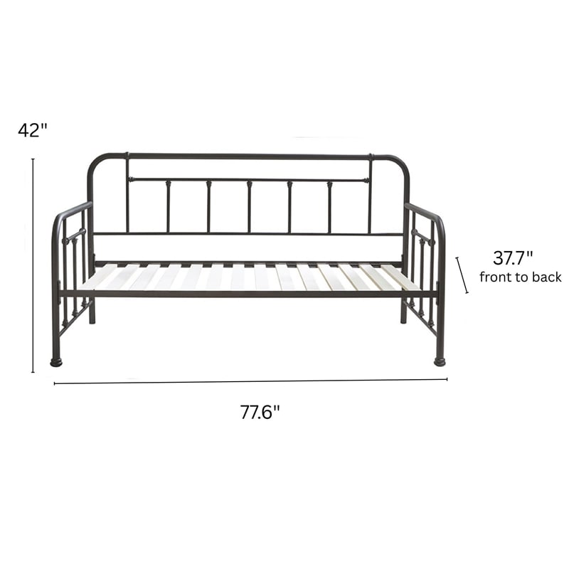 Pemberly Row Twin Size Daybed with Mattress Ready Slats in Black
