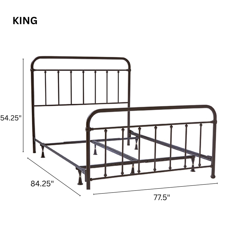 Pemberly Row King Bed with Bolt-On Metal Frame in Oiled Bronze