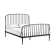 Pemberly Row Complete Queen Bed with Slats in Matte Black Finish