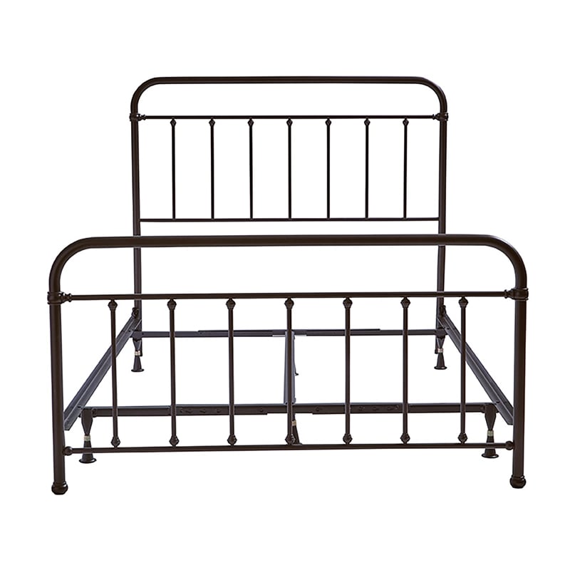 Pemberly Row Queen Bed with Bolt-On Metal Frame in Oiled Bronze
