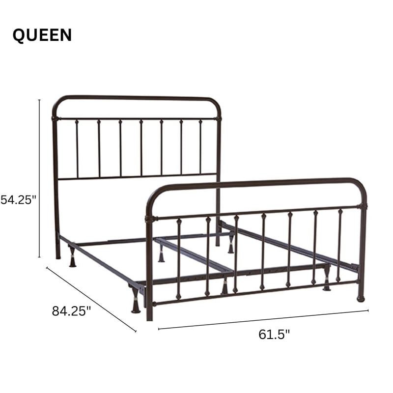 Pemberly Row Queen Bed with Bolt-On Metal Frame in Oiled Bronze