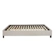 Pemberly Row Queen Upholstered Platform Bed with Wooden Slats in Beige