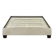 Pemberly Row Queen Upholstered Platform Bed with Wooden Slats in Beige