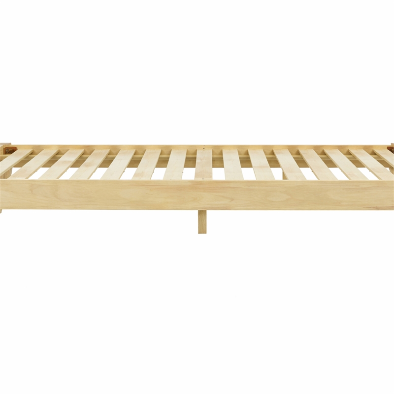 Pemberly Row Twin Wood Platform Bed with Slatted Support in Natural Finish