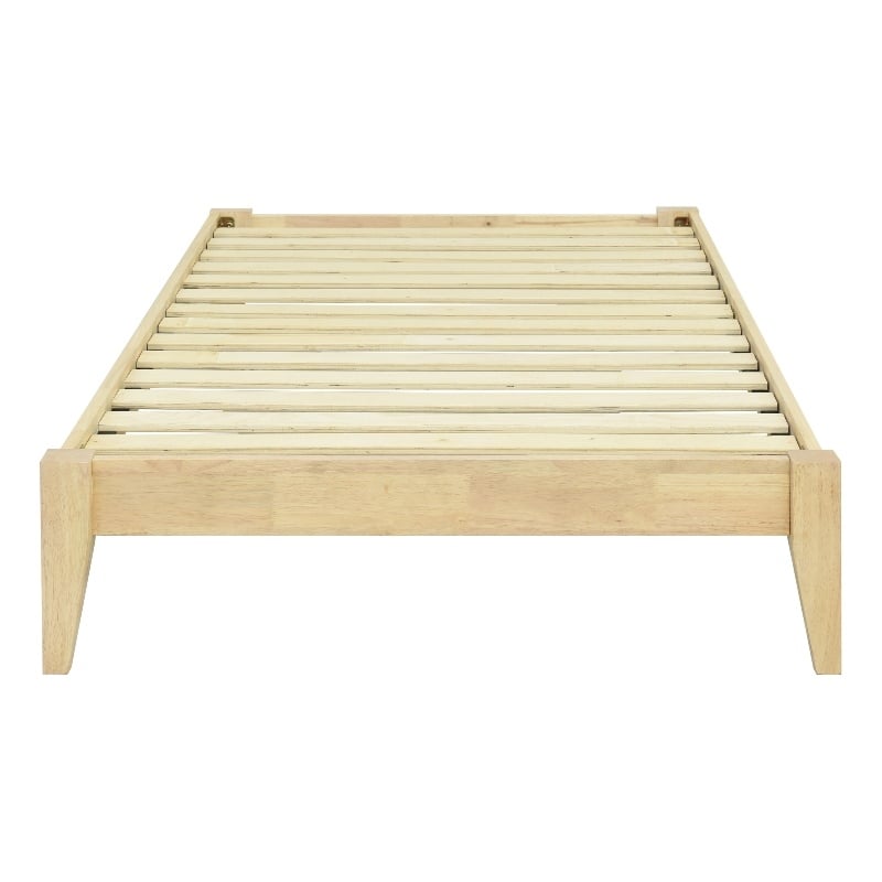 Pemberly Row Twin Wood Platform Bed with Slatted Support in Natural Finish