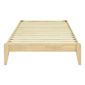 Pemberly Row Twin Wood Platform Bed with Slatted Support in Natural Finish